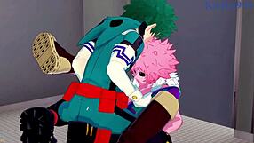 Ei, olha Mina Ashido, Momo Yaoyorozu e Izuku Midoriya numa foda selvagem - hentai My Hero Academia!
