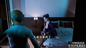 asian 3d anime where old man's young wife bai han gets cuckolded in ntr style