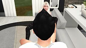 Teen sousedka honí starýho chlapa přes punčochy na nohách