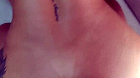 The wife in stockings bends over at home.