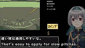 In baseball battles, a crossdressing woman with small tits uses a baseball bat in anime hentai