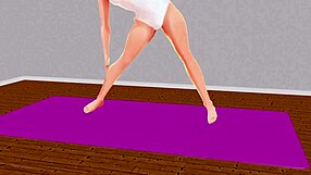 Leo Exercises As Anime Girl Tries Stretch Yoga Poses