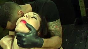 Nasty Brunette Babe Punished In Garage Bondage.