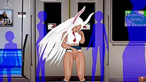 Is Usagi Yamurumi cosplayer masturbating in crowded train with pervert?