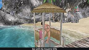 Cute Girl Sexy Poses In Beach Cartoon Shower