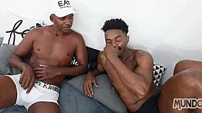 they planned carnival but stayed home for gay threesome blowjobs