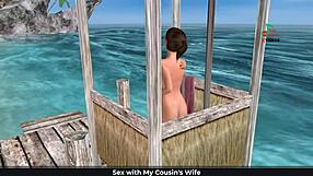 Cute Girl Sexy Poses In Beach Cartoon Shower