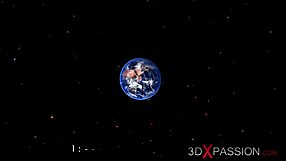 kvindelig sex cyborg interagerer med en pige på rummet