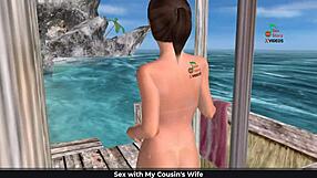 Cute Girl Sexy Poses In Beach Cartoon Shower