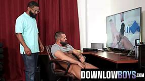 Downlowboys, bearded hunk barebacked hard by roommate after porn catch
