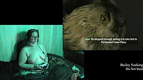 bbw with big natural tits and glasses plays naked alan wake 2, showing long hair and fat body