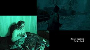 bbw with big natural tits and glasses plays naked alan wake 2, showing long hair and fat body