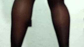 Red Dress And Black Stockings For Stocking Lovers' Masturbation Pleasure