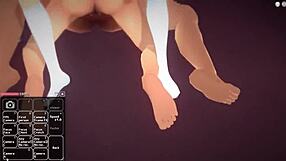 Blonde girl in anime hentai having fun with friends.