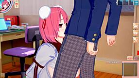 Kasen Ibaraki tit rubbing in 3d cg anime!