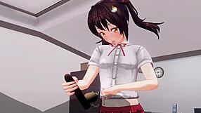 uncensored anime imouto anal teasing and edging handjob