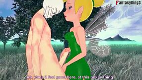 tinker bell all grown up gets drilled in forest while another fairy watches peter pank
