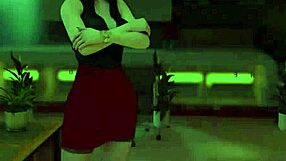 Fashionbusiness babe shows pussy while spreading legs in 3D cartoon