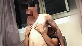 Couple gay asian amateur handsome horny fucking bareback big cock riding lingerie