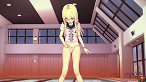 Hell Yeah, Pool Fuck with Cute Blonde in Koikatsu Hentai!