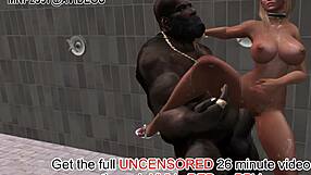 3d gorgeous pigtail girl with bbc in shower scene