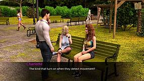 Two hot teen 18+s out for a walk with a milf