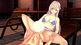 Belfast from Azur Lane invites me to the pool for some sucking fun.