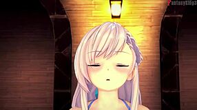 Belfast from Azur Lane invites me to the pool for some sucking fun.