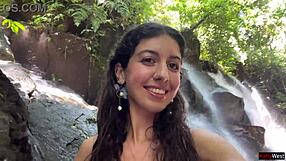 Crazy gay guy walks on public waterfall