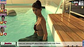 babysitter at pool party on yacht in anime hentai