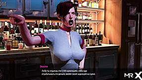 Fashionbusiness babe shows pussy while spreading legs in 3D cartoon