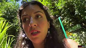 Crazy gay guy walks on public waterfall