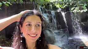 Crazy gay guy walks on public waterfall