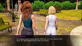 Two hot teen 18+s out for a walk with a milf