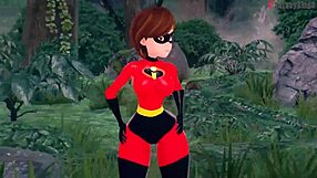 엘라스티걸, 비밀 임무에서 거칠게 박는 풀 무비 판타지