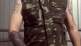 Would you fuck this old soldier in army cosplay, stroking his cock solo?