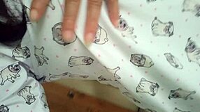 Daring Latina housewife teases boss in skirt with no panties at home