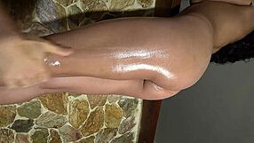 Oiled Colombian butt fingered in massage!