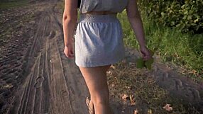 Walking Outdoors and Flashing Tight Ass Under Skirt for Hidden Cam
