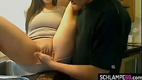 German babe gets fucked hard in the kitchen