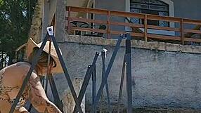 married woman with body stuck in big ass, husband watches