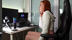 Twitch Stream Turns Into Hardcore Redhead Riding Quickie Session