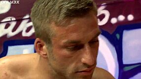 Blonde cheerleader Cindy Behr eats out Charlie Monaco in group bareback session!