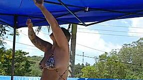 married woman with body stuck in big ass, husband watches