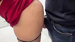 Office bathroom bang with tall curvy secretary ends creamy