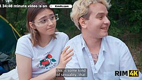 Rim4k Features Two Teen Girls and One Guy in Outdoor Camping 4some with Ass Licking