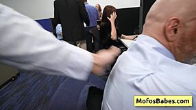 Horny milf masturbates at work