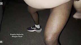 Paolla Hotwife Teaches 23cm Black Lover Doggystyle Fucking In Car While Cuckold Husband Watches.