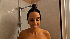 Huge cock waits as I exit shower for bent over fuck