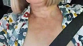 selfie with tits exposed in the car